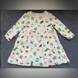 Hanna Andersson Moon and Back Flower bug long sleeve dress 2T/85 cm